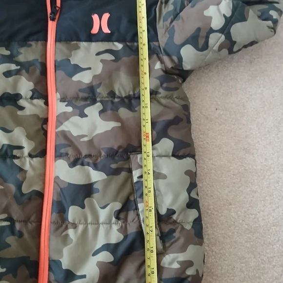 Hurley Boys Jacket Size M Puffer Jacket Hoodie Camo Camouflage Long Sleeve..Fl - Picture 8 of 9